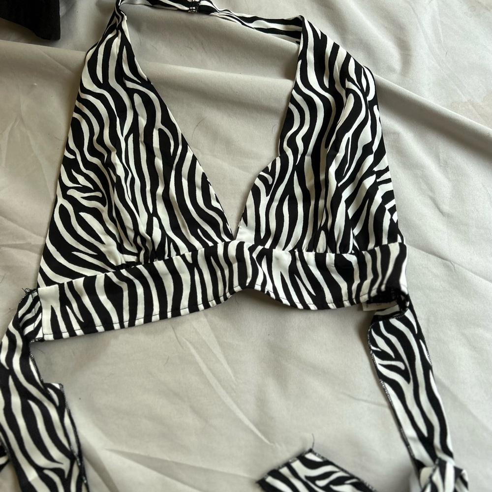 Zebra print halter top